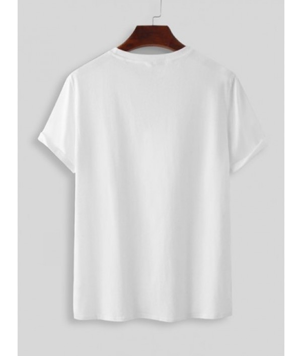 Men's Casual Minimalist Style Japanese Graphic Printed Short Sleeves T-shirt With Solid Color Basic Shorts Set