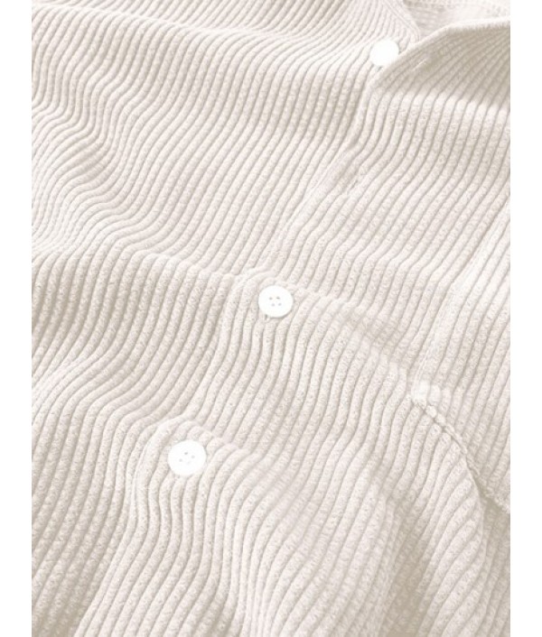 Men's Corduroy Casual Lapel Collar Solid Color Button Summer Short Sleeves Shirt And Shorts Set Men's Corduroy Casual Lapel Collar Solid Color Button Summer Short Sleeves Shirt And Shorts Set