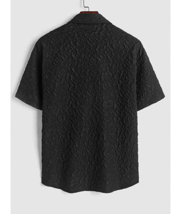 Men's Casual Bubble Jacquard Textured Short Sleeves Kimono Shirt And Solid Color Drawstring Shorts Set Men's Casual Bubble Jacquard Textured Short Sleeves Kimono Shirt And Solid Color Drawstring Shorts Set