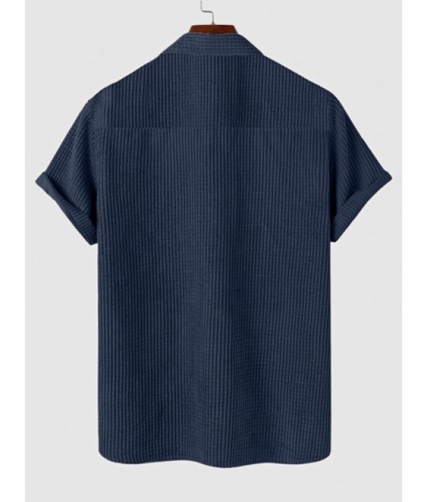 Front Pocket Button Up Short Sleeve Corduroy Shirt And Shorts Set Front Pocket Button Up Short Sleeve Corduroy Shirt And Shorts Set