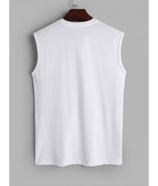 Men's Casual Athleisure Style Vacation Palm Tree Graphic Printed Basic Muscle Tank Top With Drawstring Sweat Shorts Set