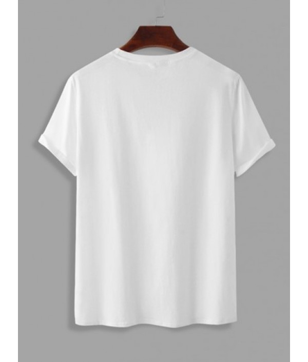 Men's Cartoon HAPPINESS Smile Face Skulls Graphic Pattern Short Sleeves T-shirt With Basic Casual Shorts Set