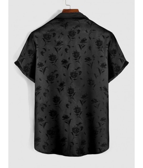 2Pcs Jacquard Silky Leopard Print Satin Party Short Sleeve Shirt 2Pcs Jacquard Silky Leopard Print Satin Party Short Sleeve Shirt