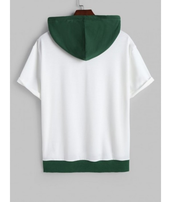 NEW YORKER IN PARIS Pattern Color Spliced Hooded Tee And Techwear Cargo Pants Set