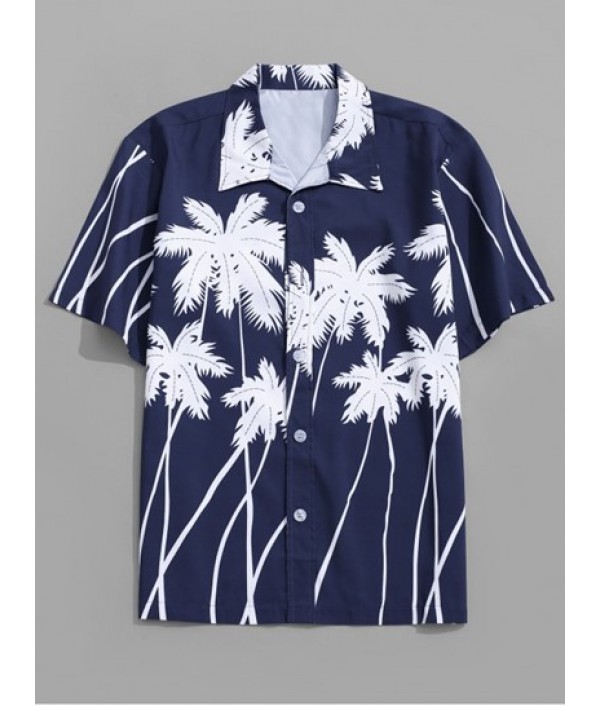 Tropical Coconut Palm Printed Hawaii Shirt And Beach Shorts Two Pieces Set Tropical Coconut Palm Printed Hawaii Shirt And Beach Shorts Two Pieces Set