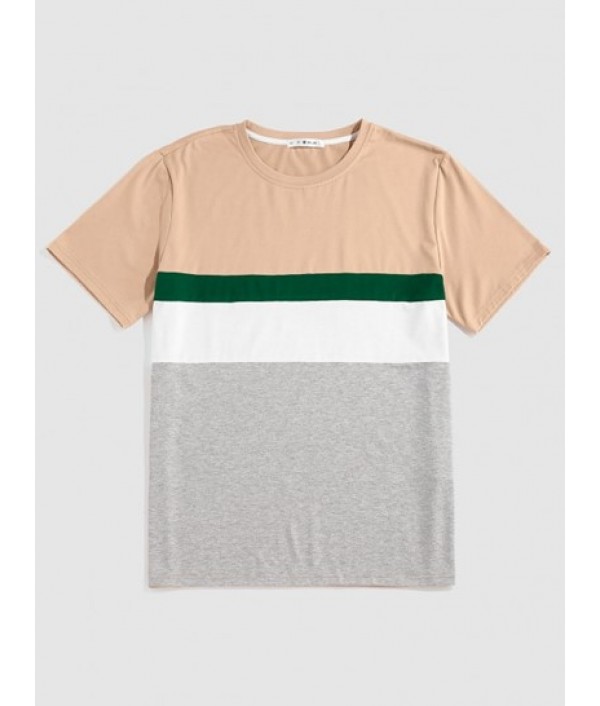 Colorblock T-shirt And Drawstring Shorts Set Colorblock T-shirt And Drawstring Shorts Set