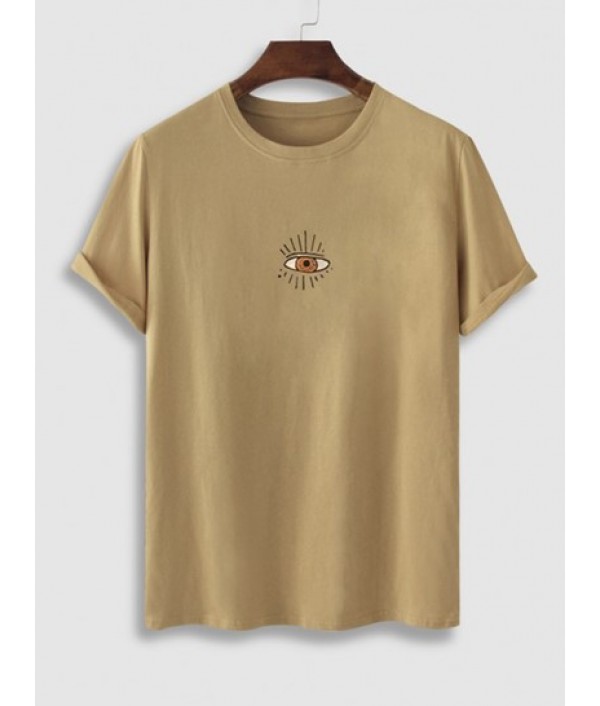 Letter Cactus Eye Graphic Pattern Short Sleeves T-shirt And Casual Shorts Set