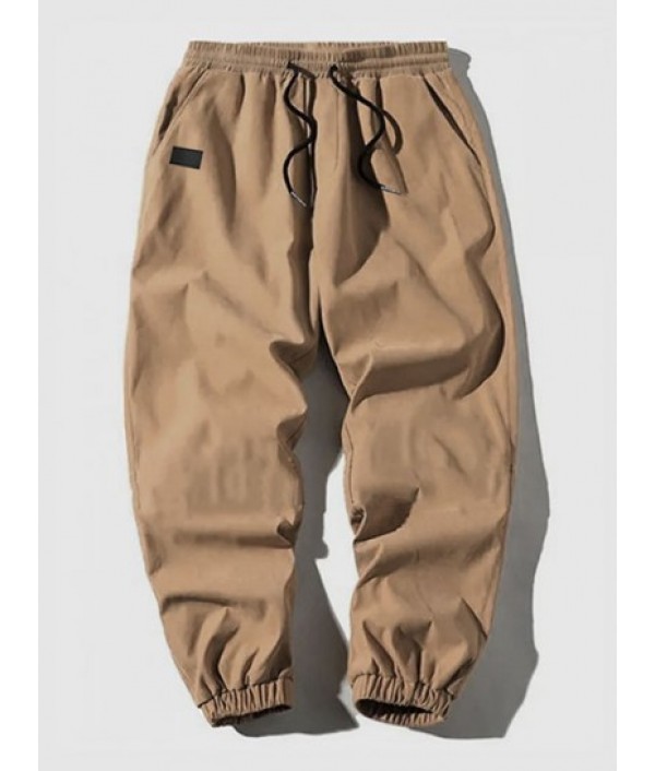 2Pcs Patched Pockets Drawstring Pants Set 2Pcs Patched Pockets Drawstring Pants Set