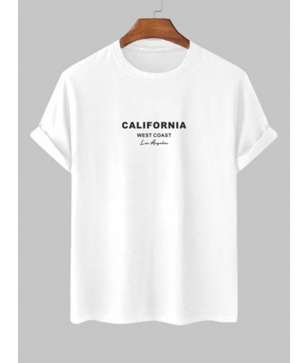 Men's Casual WEST COAST Butterfly Pattern Short Sleeves T-shirt And Athleisure Style Letter CALIFORNIA Graphic Printed Drawstring Pockets Shorts Set