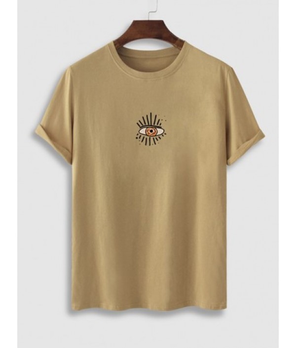 Men's Letter Cactus Graphic Pattern Short Sleeves T-shirt And Vintage Sun And Eye Print Sweat Shorts Set