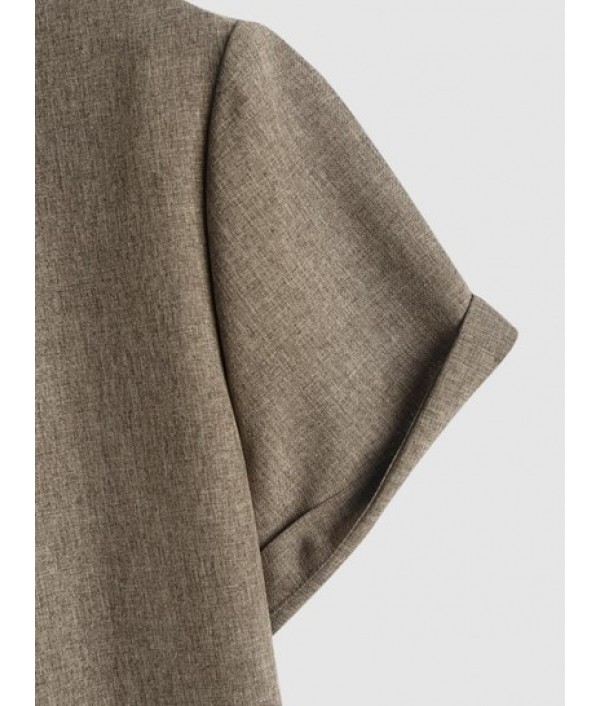 Men's Marled Short Sleeves Button Front Shirt And Drawstring Pants Set Men's Marled Short Sleeves Button Front Shirt And Drawstring Pants Set