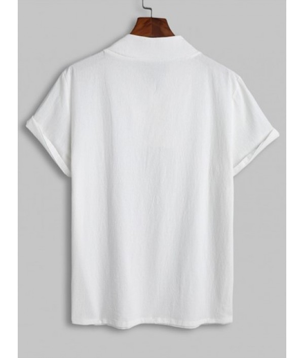 Men's Matching Two Piece Casual Lounge Textured Button Loop V Neck Short Sleeves Popover Top And Drawstring Straight Pants Set