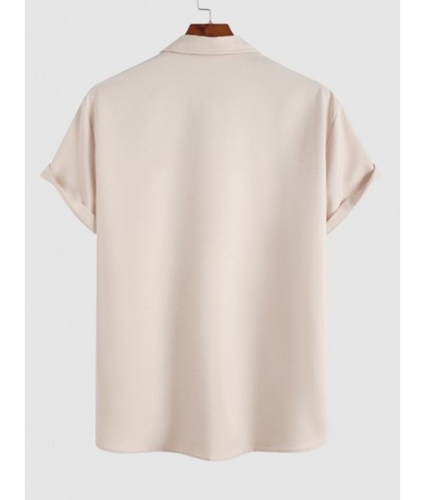 Solid Color Short Sleeves Shirt And Casual Shorts Two Pieces Set Solid Color Short Sleeves Shirt And Casual Shorts Two Pieces Set