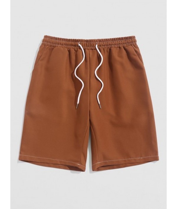 Silky Colorblock Pocket Shirt And Basic Shorts Set