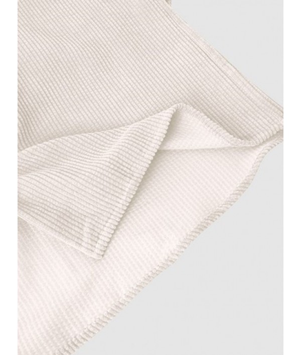 Men's Corduroy Casual Lapel Collar Solid Color Button Summer Short Sleeves Shirt And Shorts Set Men's Corduroy Casual Lapel Collar Solid Color Button Summer Short Sleeves Shirt And Shorts Set