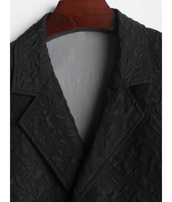 Men's Casual Bubble Jacquard Textured Short Sleeves Kimono Shirt And Solid Color Drawstring Shorts Set Men's Casual Bubble Jacquard Textured Short Sleeves Kimono Shirt And Solid Color Drawstring Shorts Set