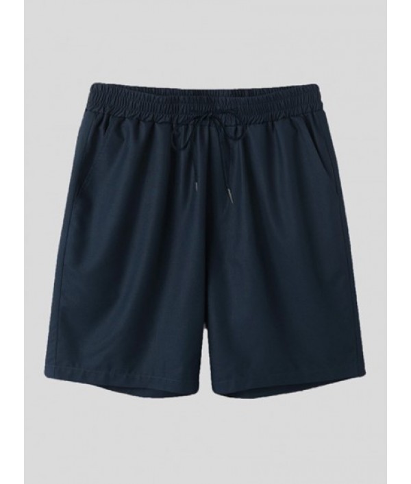 Solid Collar Single Button Shirt And Casual Shorts Set Solid Collar Single Button Shirt And Casual Shorts Set