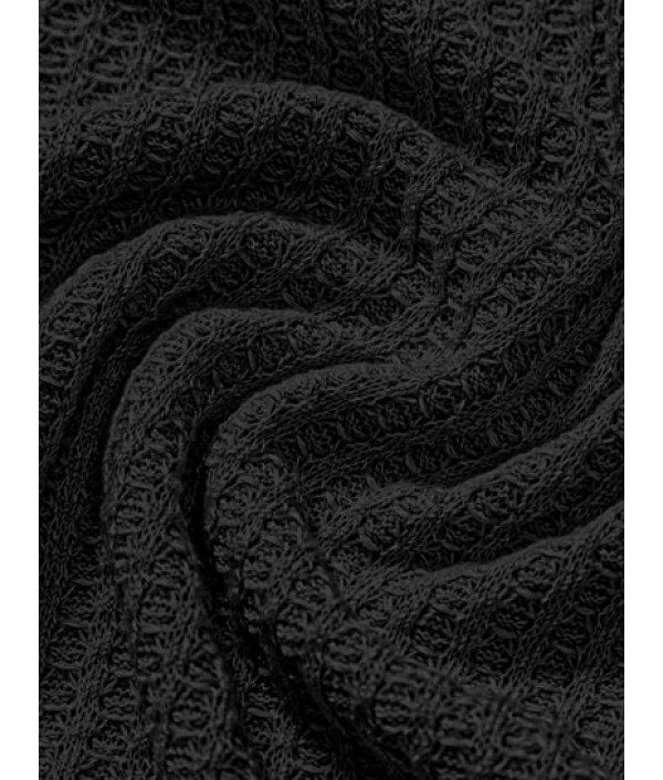 Men's Plain Color Tartan Jacquard Weave Textured Polo Collar Short Sleeves T-shirt And Side Slit Drawstring Shorts Set