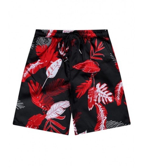 Men's Tropical Leaves Printed Button Front Short Sleeves Shirt And Drawstring Pockets Beach Shorts Hawaiian Vacation Set Men's Tropical Leaves Printed Button Front Short Sleeves Shirt And Drawstring Pockets Beach Shorts Hawaiian Vacation Set