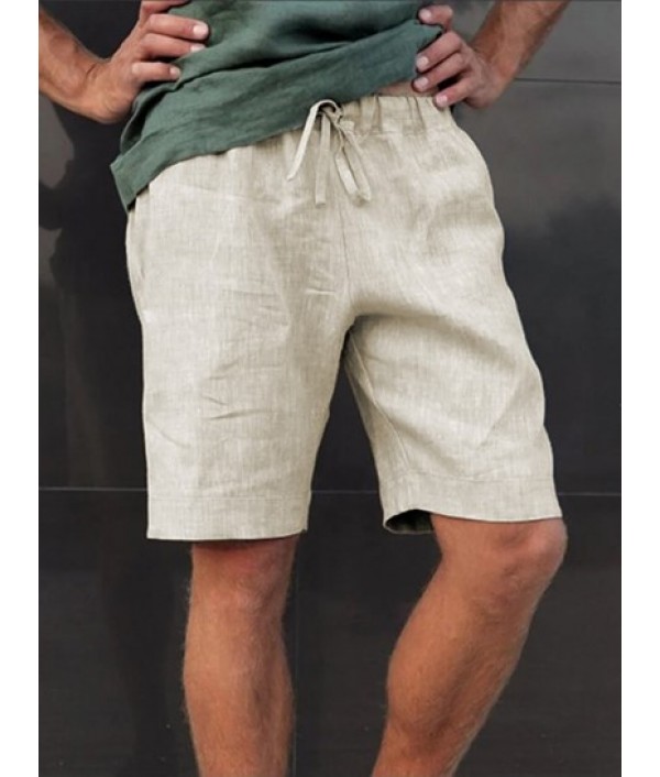 Men's Casual Party Short Sleeves See Through Distressed Textured Summer T Shirt And Basic Cotton And Linen Drawstring Shorts Set