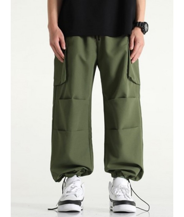 Coconut Tree Print Short Sleeve Hawaiian Shirt With Drawstring Hem Cargo Pants Set Coconut Tree Print Short Sleeve Hawaiian Shirt With Drawstring Hem Cargo Pants Set