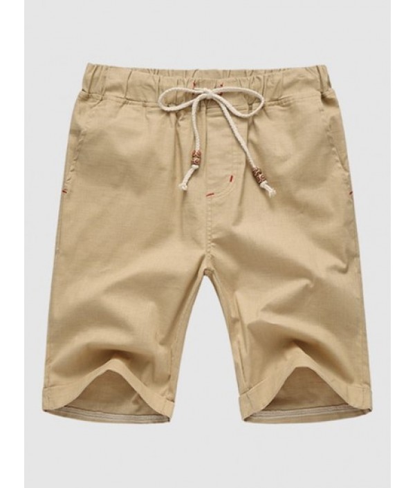 Coconut Tree Print Hawaiian Shirt With Cotton And Linen Textured Shorts Set Coconut Tree Print Hawaiian Shirt With Cotton And Linen Textured Shorts Set