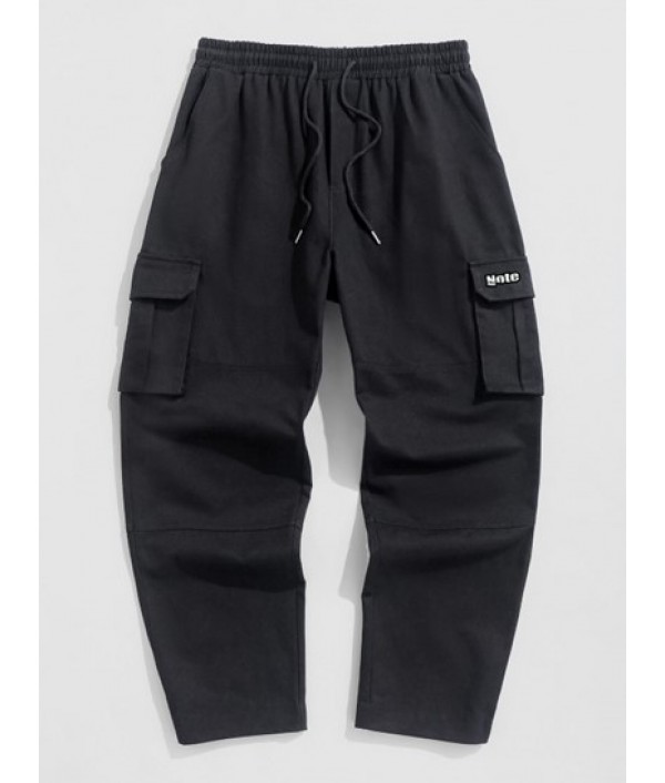 Eagle Letter Rose Graphic Pattern T-shirt And Multi-pockets Cargo Pants