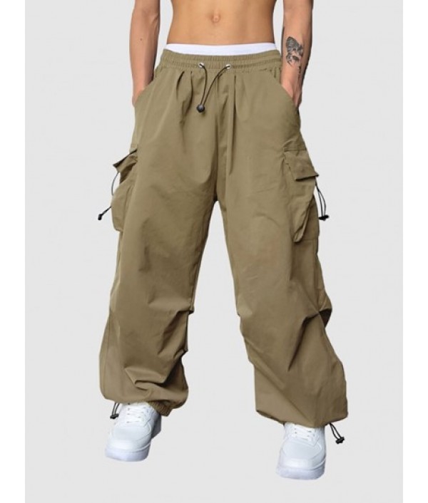 Men's Short Sleeves LOS ANGELES CALIFORNIA Polo T Shirt And Loose Fit Drawstring Pocket Design Beam Feet Parachute Cargo Pants Set