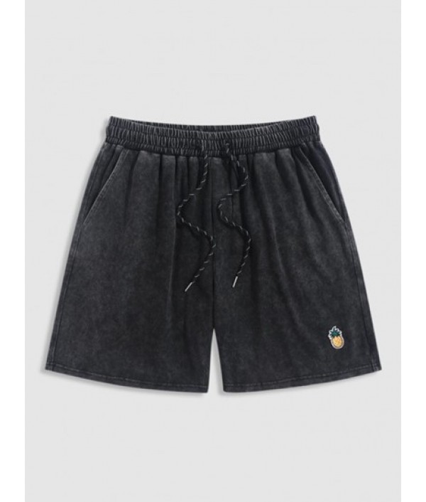 Men's Vintage Washed Crew Neck Sleeveless Casual T Shirt 100% Cotton Summer Tank Top And Pineapple Embroidered Applique Design Drawstring Shorts Set Men's Vintage Washed Crew Neck Sleeveless Casual T Shirt 100% Cotton Summer Tank Top And Pineapple Embroidered Applique Design Drawstring Shorts Set