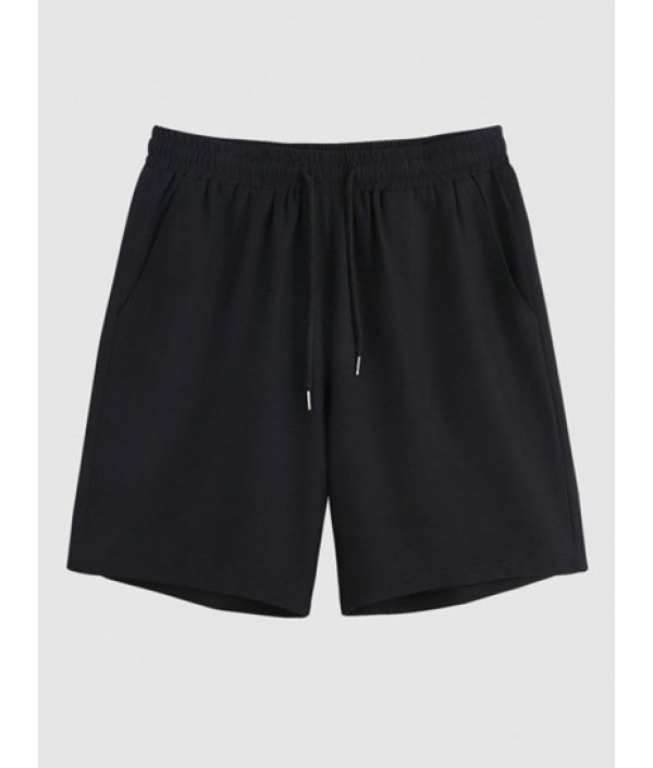 Men's Lapel Collar Short Sleeves Vertical Striped Colorblock Shirt With Basic Drawstring Shorts Set