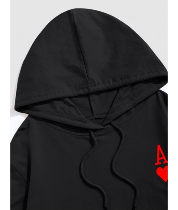 The Ace Of Hearts Playing Card Pullover Hoodie With Jogger Sweatpants Set Outfit