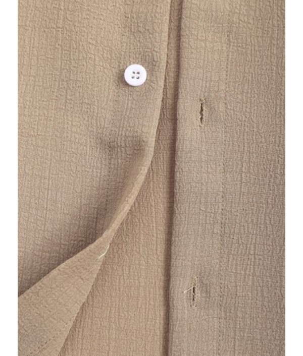 Textured Short Sleeves Shirt And Basic Casual Shorts Set Textured Short Sleeves Shirt And Basic Casual Shorts Set