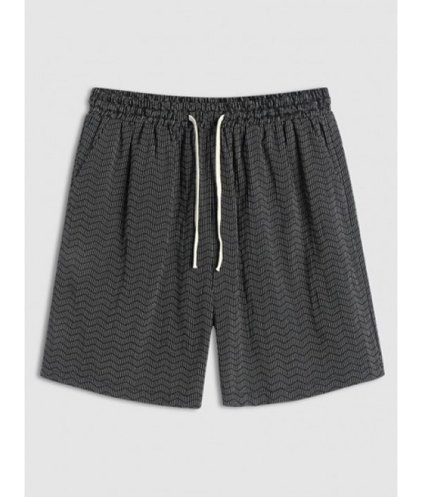 Wave Striped Pattern Flap Pockets Design Short Sleeves Shirt And Shorts Set Wave Striped Pattern Flap Pockets Design Short Sleeves Shirt And Shorts Set