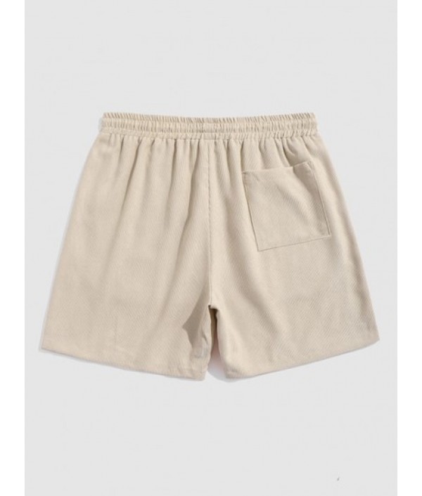 Men's Daily Casual Two Piece Set Double Layered Ripped Design Short Sleeves Round Neck T-shirt With Drawstring Pocket Corduroy Textured Shorts Set Men's Daily Casual Two Piece Set Double Layered Ripped Design Short Sleeves Round Neck T-shirt With Drawstring Pocket Corduroy Textured Shorts Set