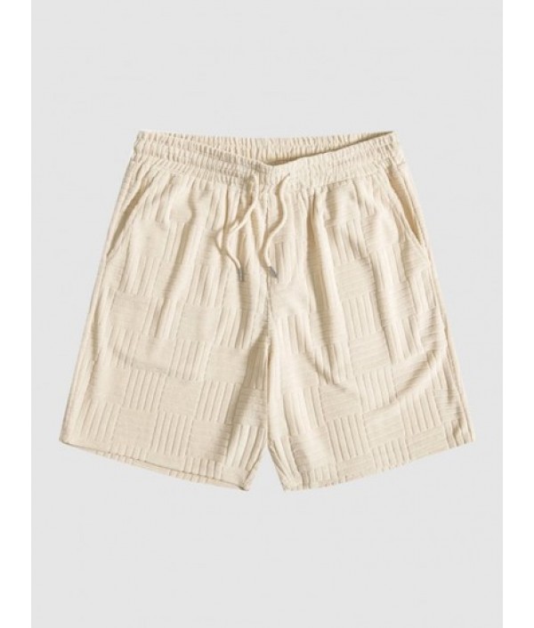 Textured Terry Cloth Jacquard Short Sleeves Shirt And Sweat Shorts Set Textured Terry Cloth Jacquard Short Sleeves Shirt And Sweat Shorts Set