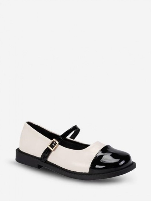 Colorblock Patchwork Buckle Mary Janes