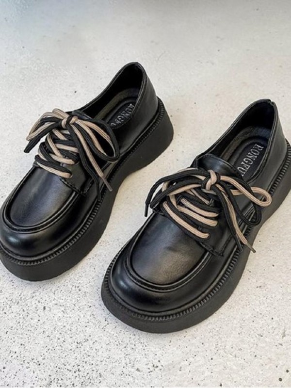 Contrast Lace Up Platform Loafers