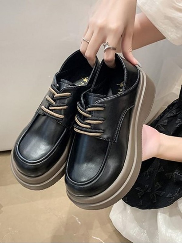 Contrast Lace Up Platform Oxford Shoes