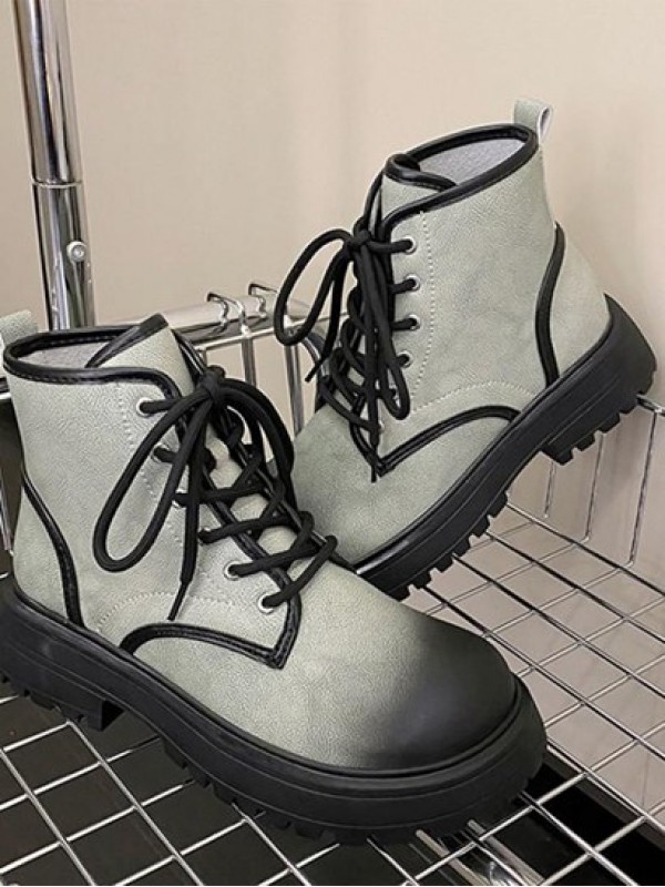 Ombre Lace Up Front Combat Boots