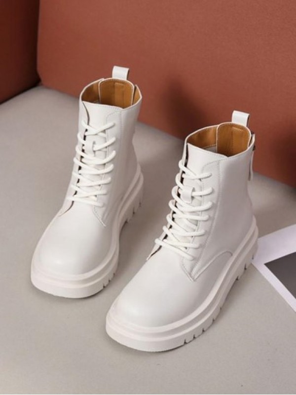 Lace Up Double Zip Back Combat Boots