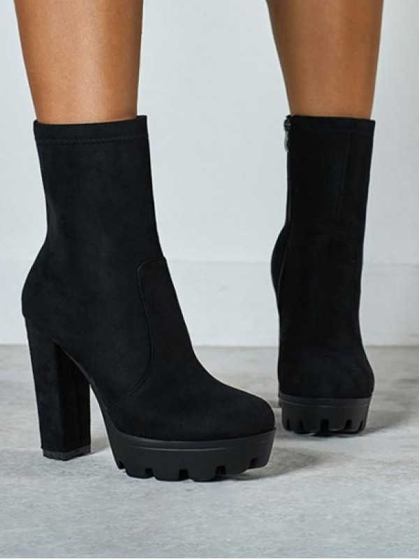 Chunky Heel Platform Ankle Boots