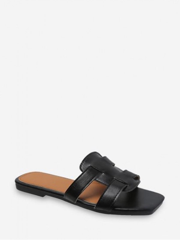 Solid Color Square Toes Sandals