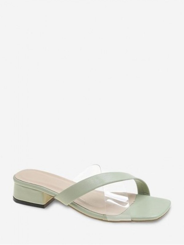 Transparent Cross Low Heel Sandals