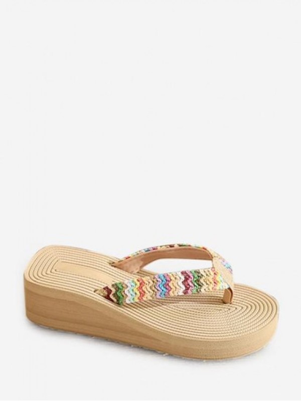 Bohemia Style Wedge Heel Colored Beach Flip Flops