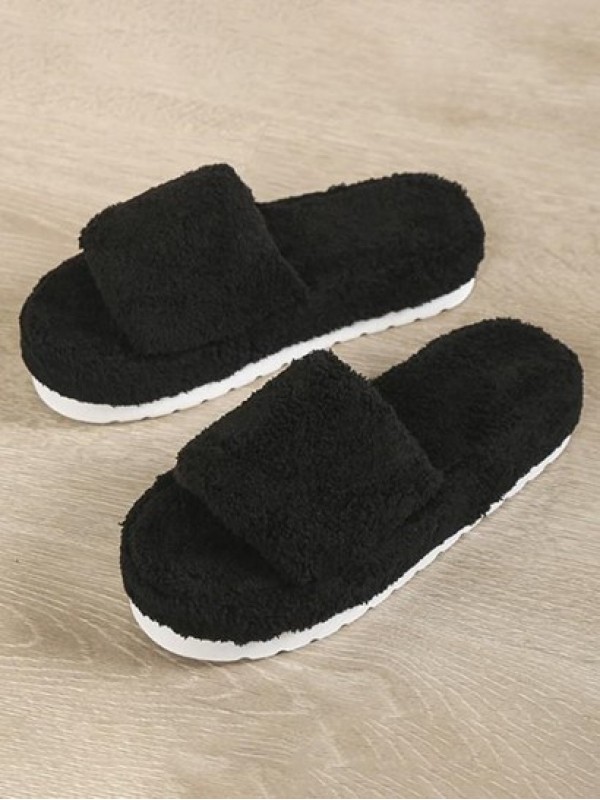 Fuzzy Open Toe Slippers