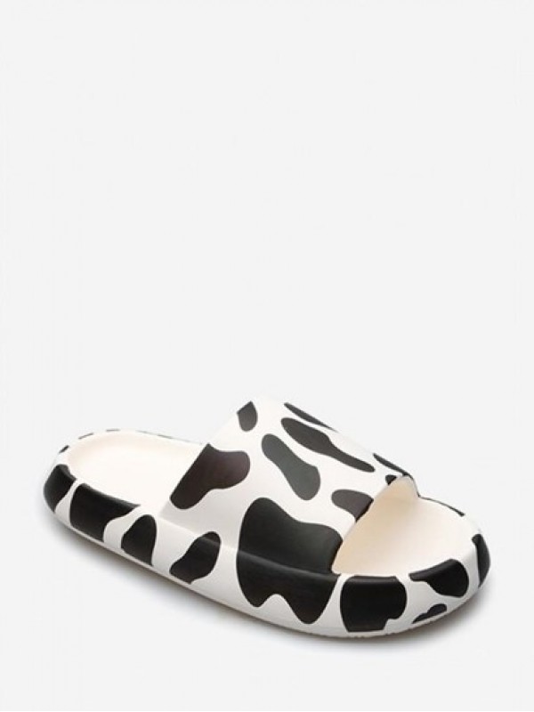 Cow Printed Thick Platform House Slippers