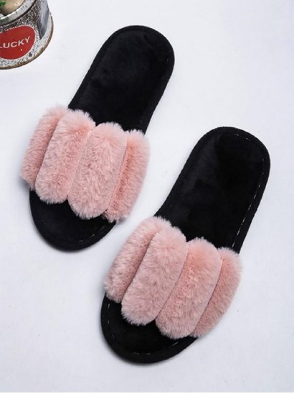 Fluffy Open Toe Slippers