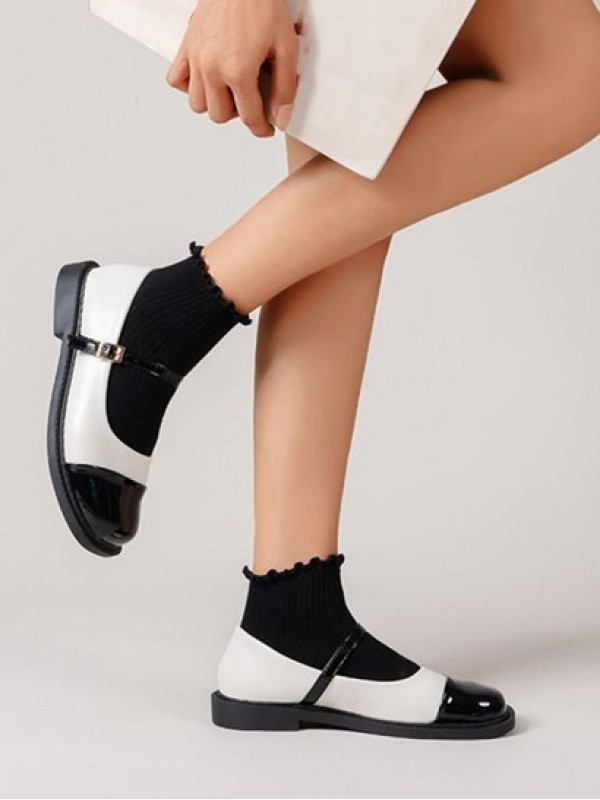 Colorblock Patchwork Buckle Mary Janes