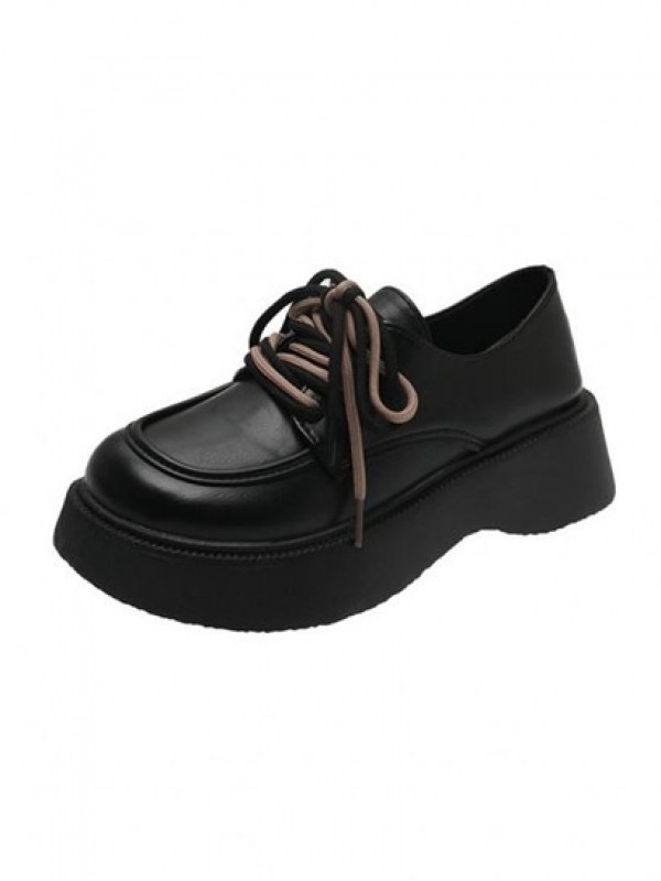 Contrast Lace Up Platform Loafers