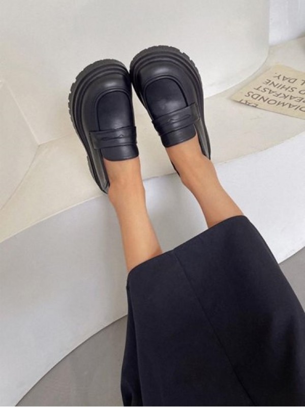 Chunky Heel Slip-On Loafers